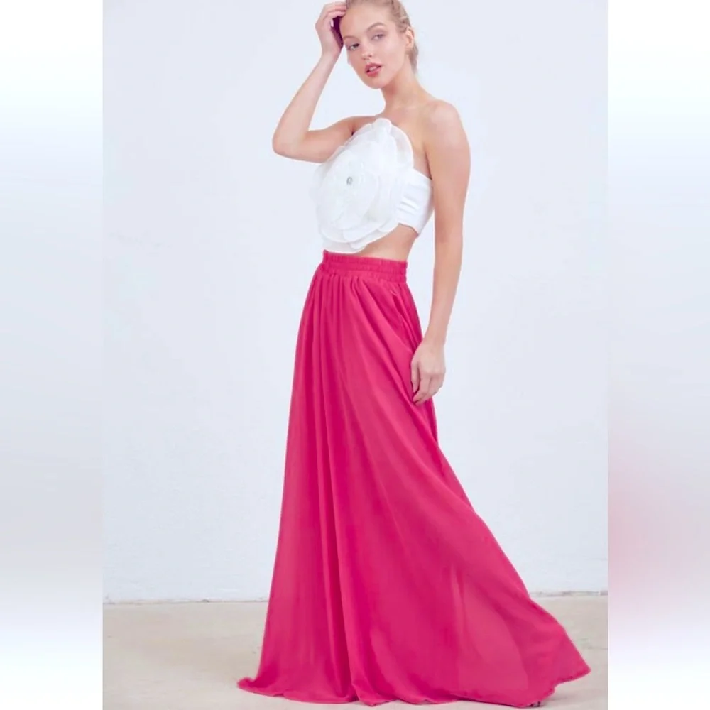 Elegant Pink Maxi Wide Leg Pants - Picture 4 of 4